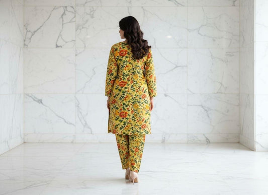 Sunshine Bloom – Unstitched Bana Dora Suit