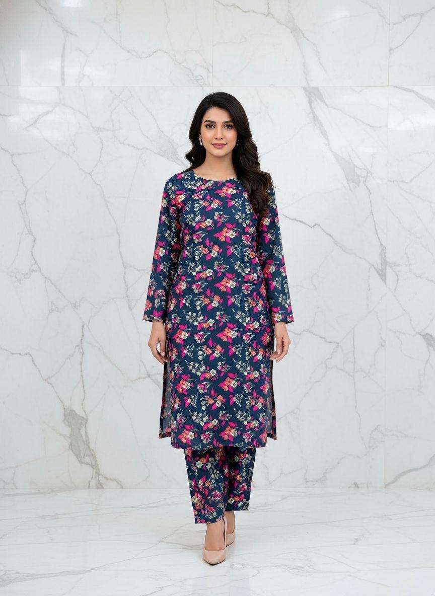 Royal Petal Fusion – Unstitched Bana Dora Suit